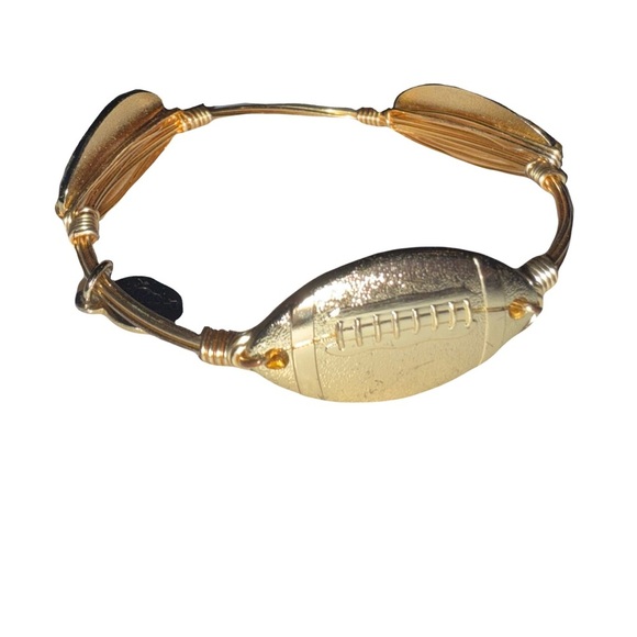 Bourbon and Bowties Gold Football Bangle Bracelet Like New - Picture 2 of 6